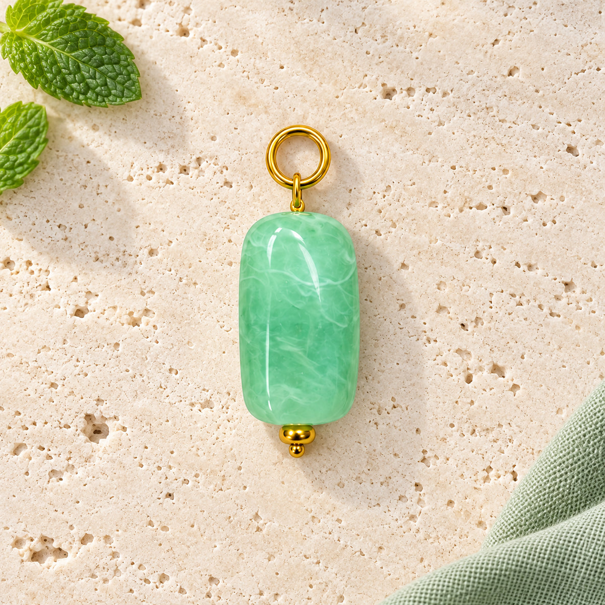Mint Green Oval Acrylic Pendant styled on a neutral background