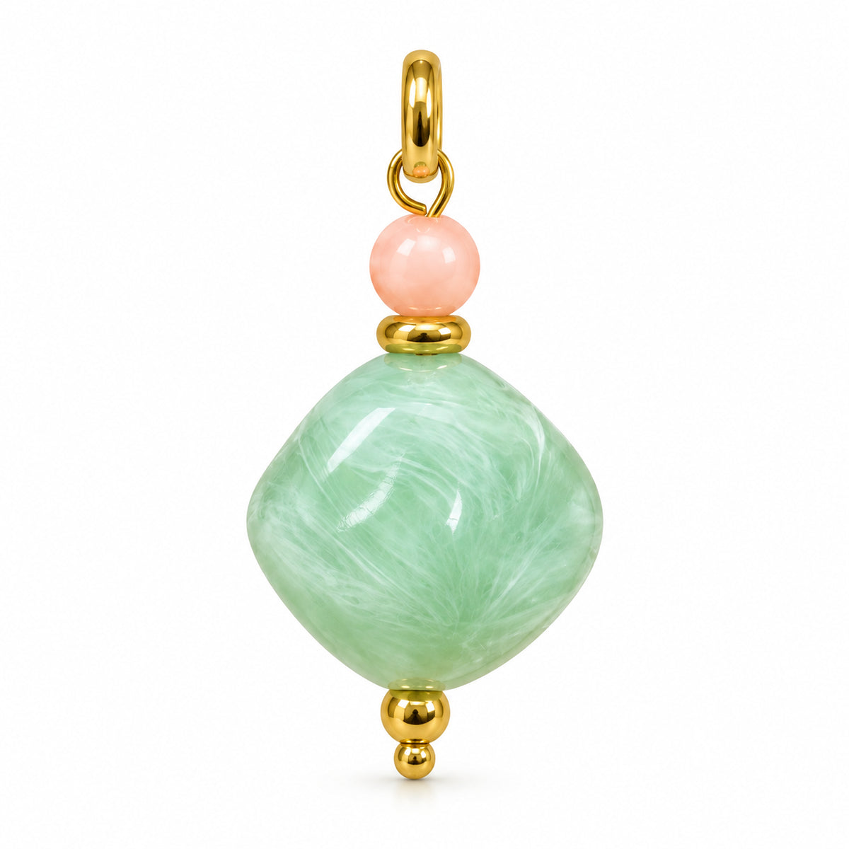 Mint Green Rounded Diamond Acrylic Pendant on a white background