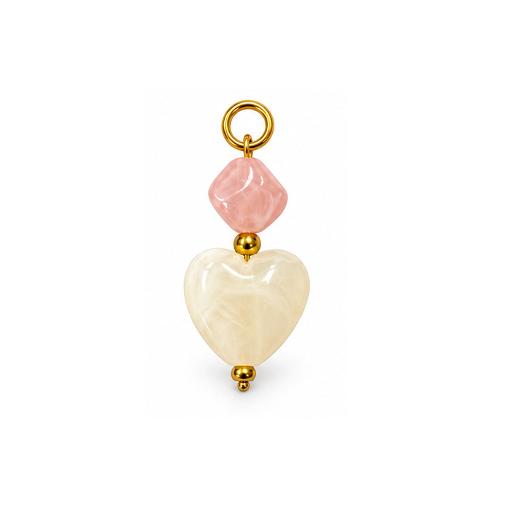 Pink and Cream Heart Acrylic Pendant on a white background
