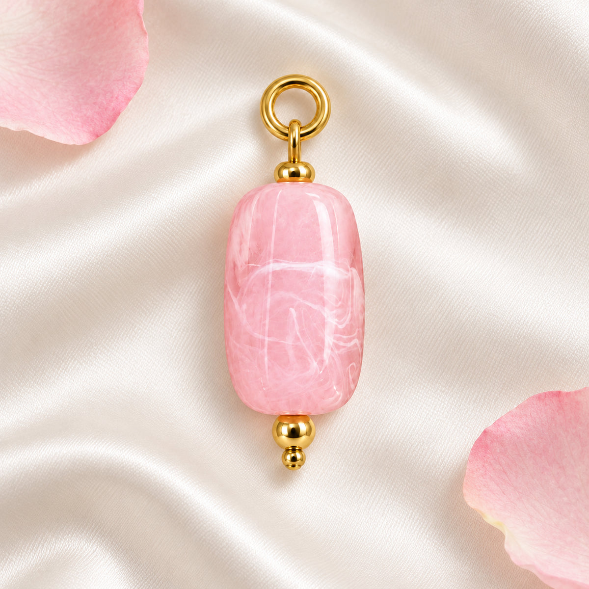 Pink Oval Acrylic Pendant styled on a neutral background