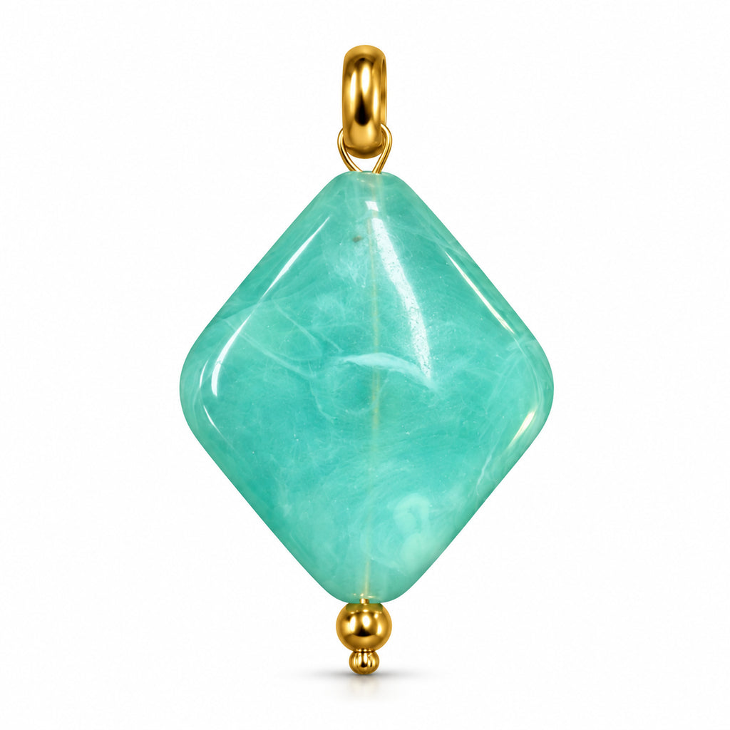 Turquoise Blue Diamond Acrylic Pendant on a white background