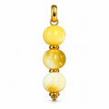 Yellow and Cream Beaded Acrylic Pendant on a white background